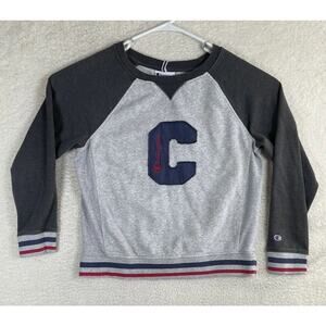 Champion Sweatshirt Womens Small ColorBlock Gray Pullover Raglan Crew Neck